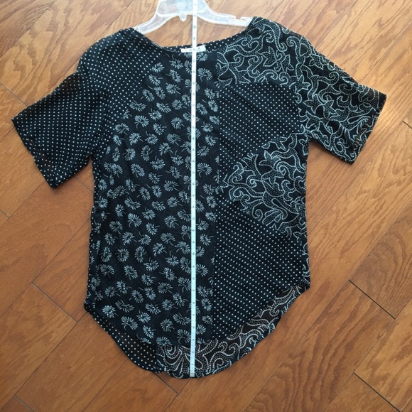 Rafia Studio Sheer Black Print Short Sleeve Top - Picture 3 of 5